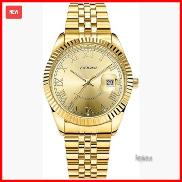 Men's Stainless Steel Quartz Watch with Luminous Date Display 38mm